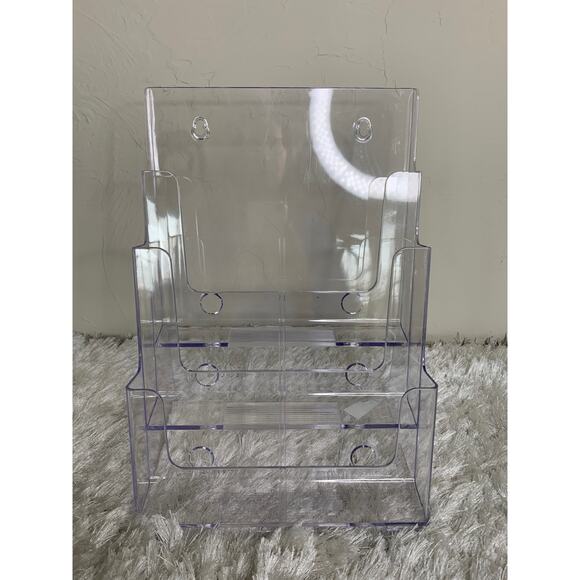 Clear Acrylic Wall Desktop File Organizer Vertical 9.75 x 12.75 x 6" - Picture 1 of 5